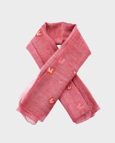 Butterfly Long Scarf - Lightweight - Red Butterfly light weight long scarf Joey James, The Label   