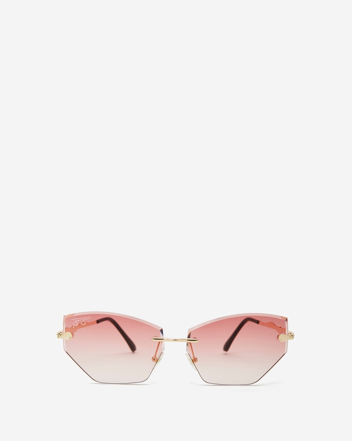 Geometric Metal Frameless Sunglasses - Rose Colored Lens Sunglasses Joey James, The Label   