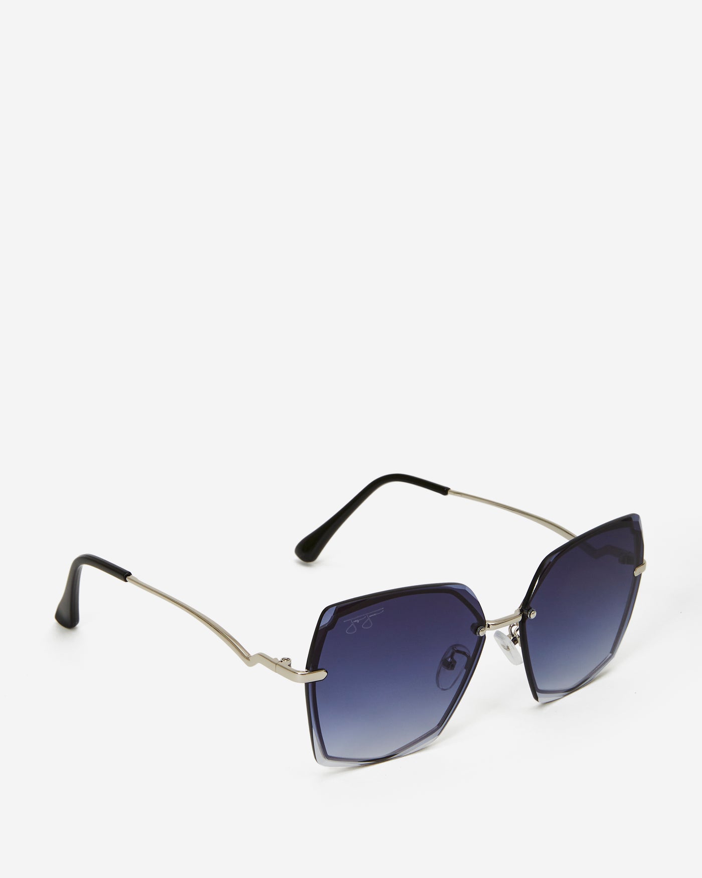Hexagonal Metal Frame Sunglasses - Black Frame with Blue Smoke Lens Sunglasses Joey James, The Label   