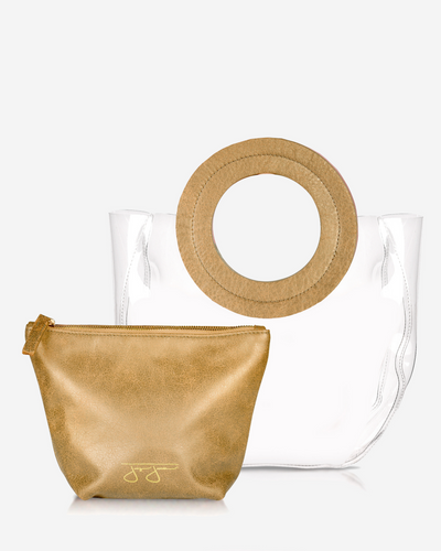 Lacey Bag - Gold Lacey Clear Bag Joey James, The Label   