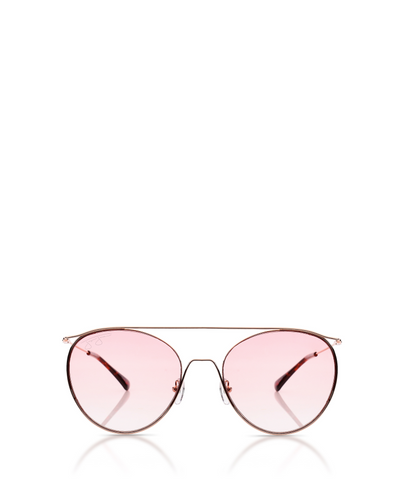 Round Aviator with Thin Crossbar Sunglasses - Gold Metal Frame with Pink Lens Sunglasses Joey James, The Label   