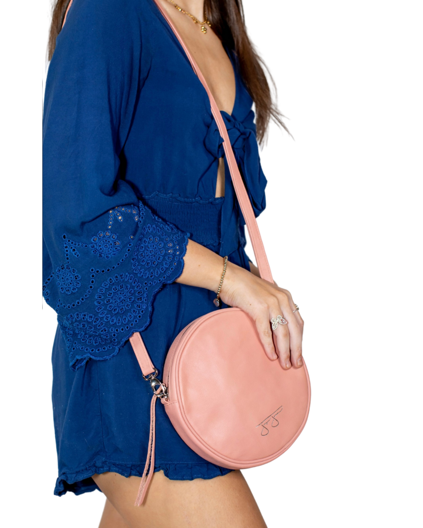 Isabelle Circle Bag in Buffed Pink Leather - Joey James The Label