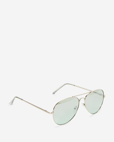 Classic Aviator Sunglasses - Light Gold Metal Frame with Green Lens Sunglasses Joey James, The Label   